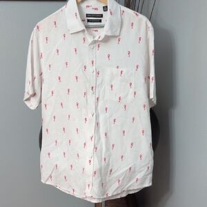 Saks Fifth Avenue White Shirt with Red Pattern